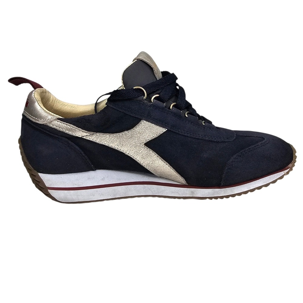 Diadora Heritage Women 8.5 Navy Gold Suede Low Top Sneakers Athletic Shoes - Picture 6 of 8